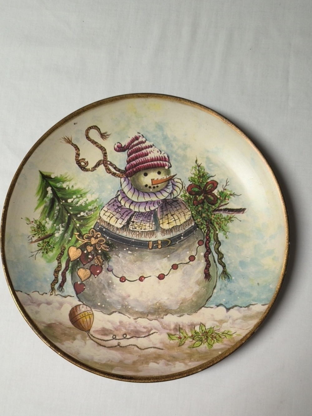 Festive Snowman Decorative Holiday Plate Christmas Decor